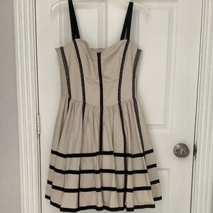Betsey Johnson Cream/Ivory Corset Dress w/ Black Accents Sz 10 EUC
